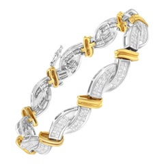 14k Two-Toned 4ct TDW Diamond Link Bracelet 'H-I, SI2-I1'