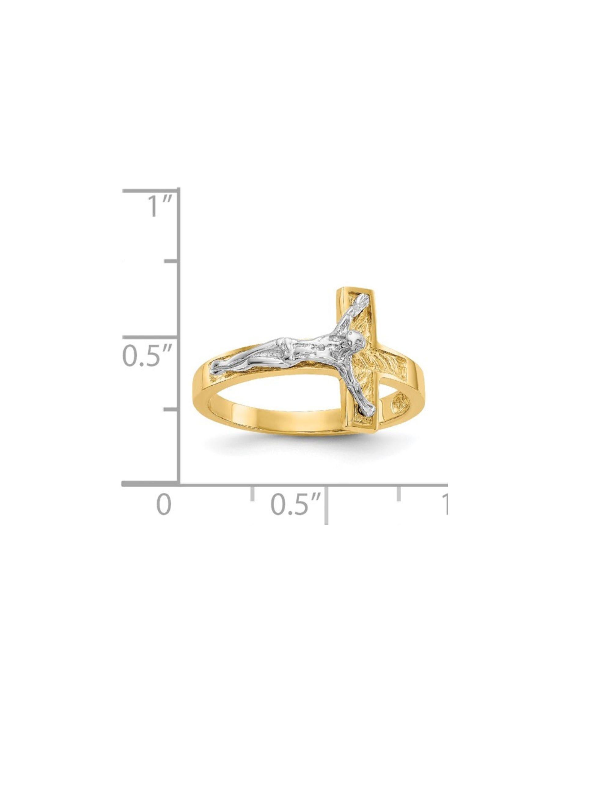 14K zwei getönten Kruzifix Chasity Reinheit Ring im Angebot 1