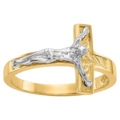 14K zwei getönten Kruzifix Chasity Reinheit Ring