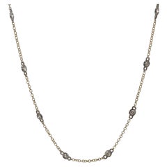 14K Two Toned Diamonds By The Yard Necklace .75 CTW