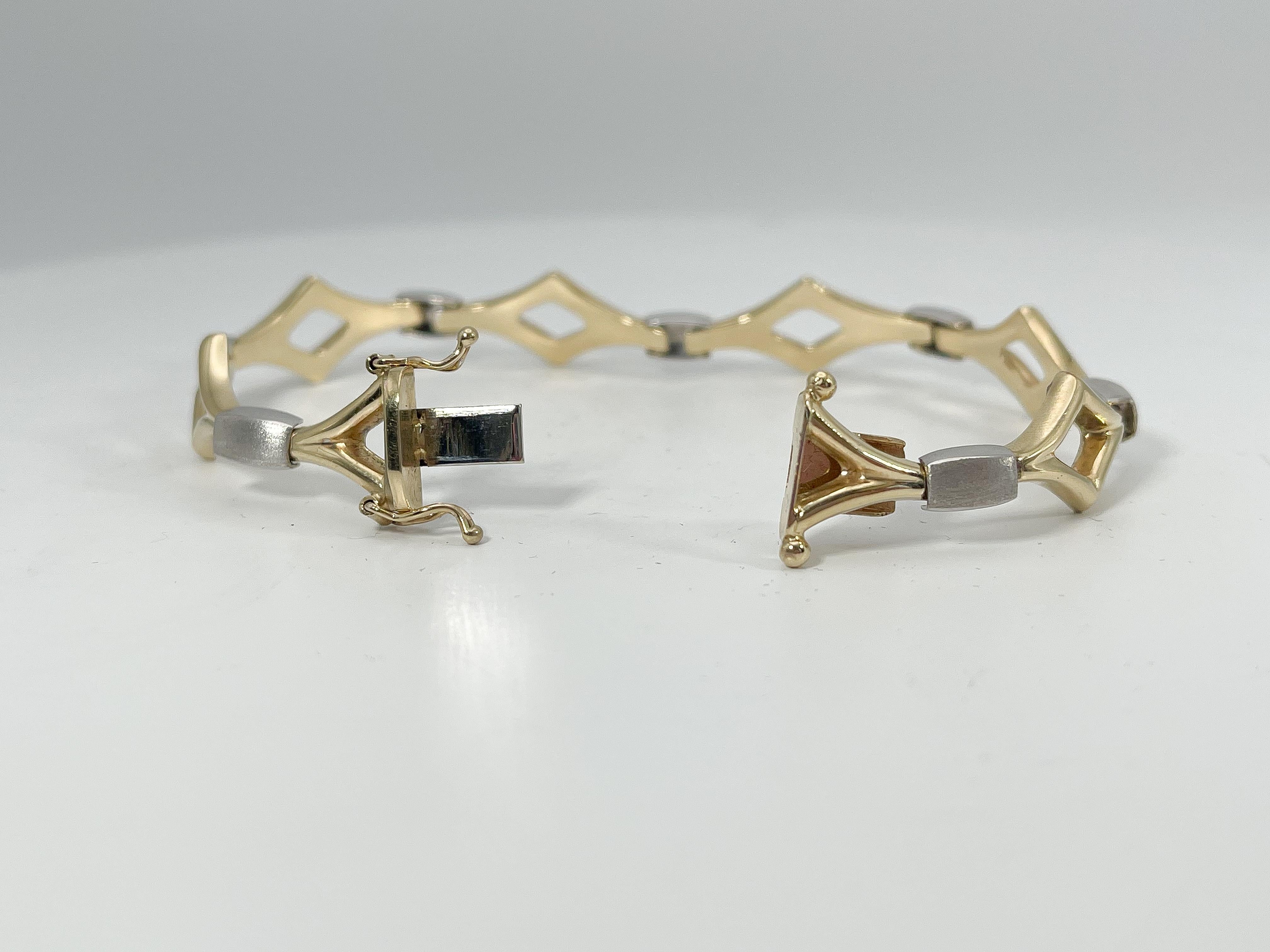 Women's 14K Two Toned Fancy Triangle Bracelet  For Sale