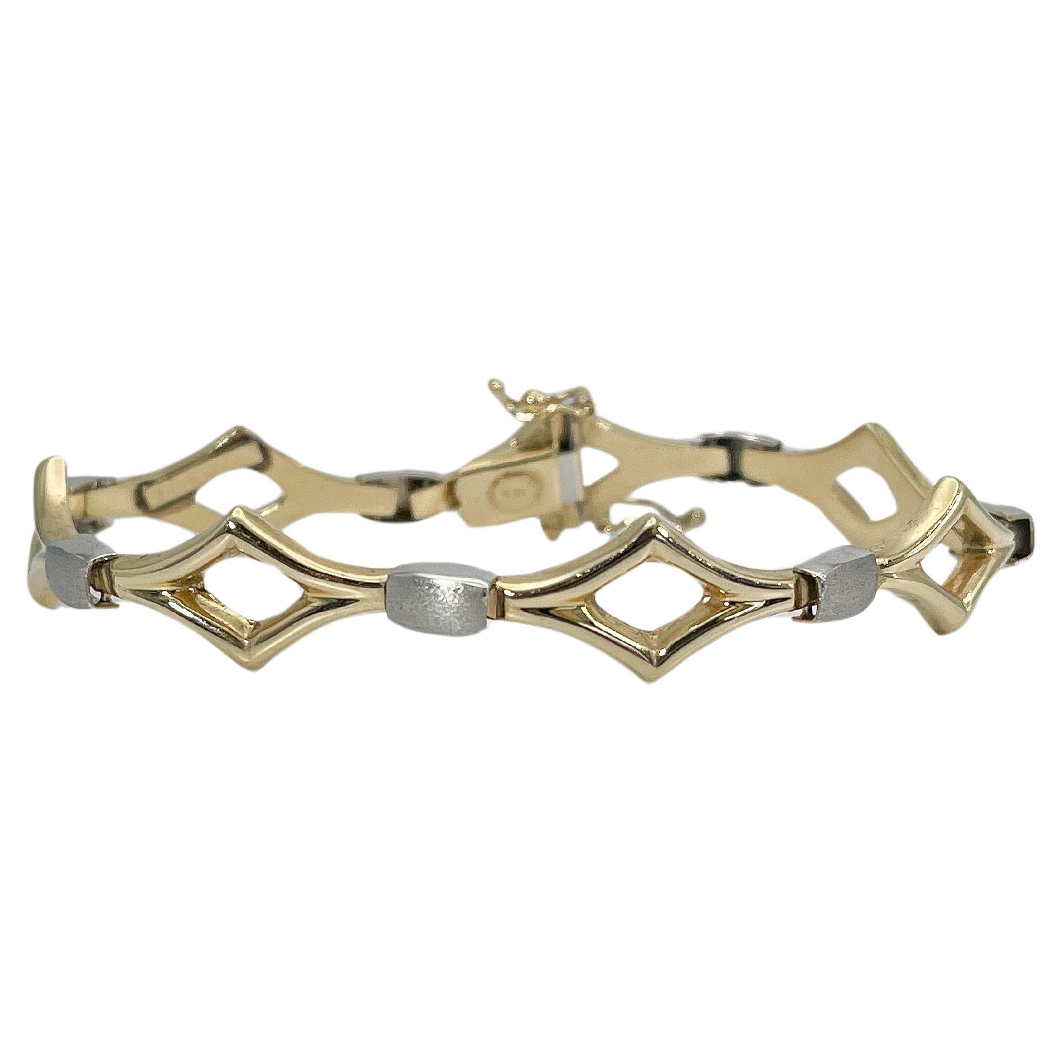 14K Two Toned Fancy Triangle Bracelet  For Sale