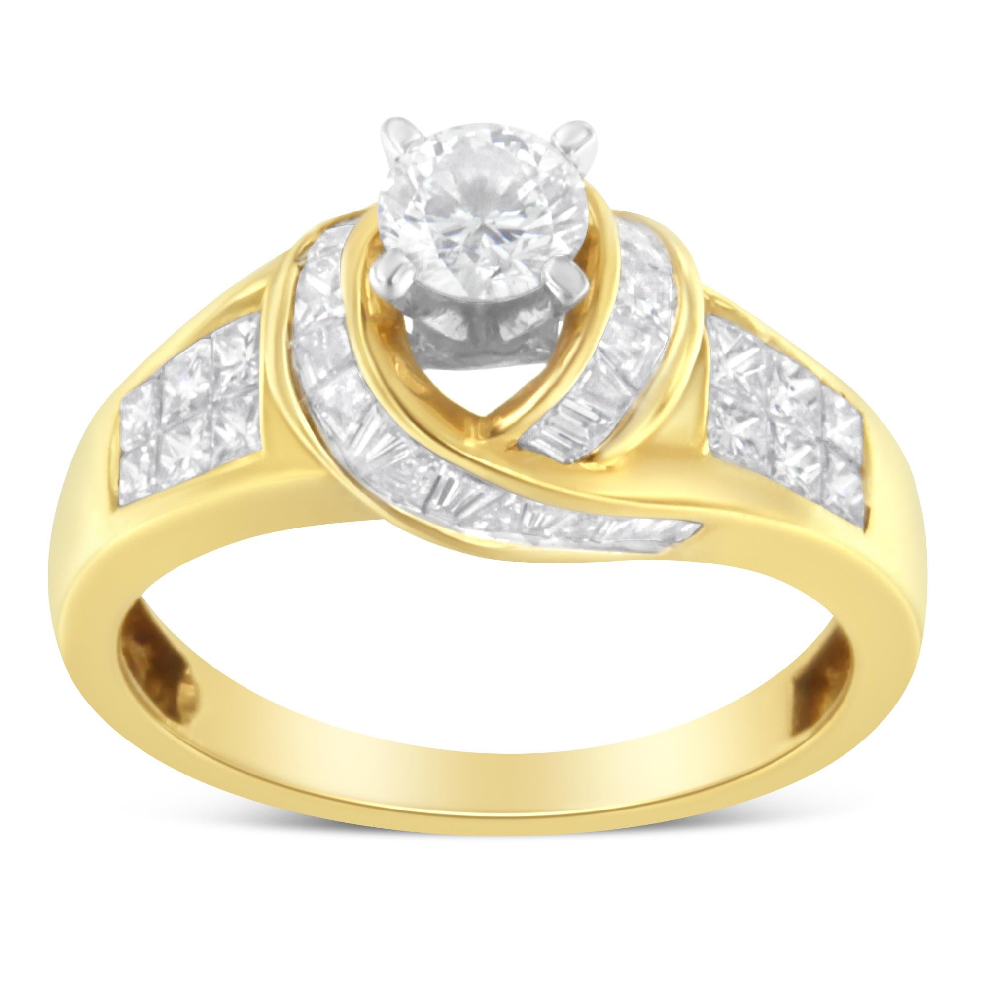 For Sale:  14K Two-Toned Gold 1 1/8 Carat Diamond Cocktail Ring 3
