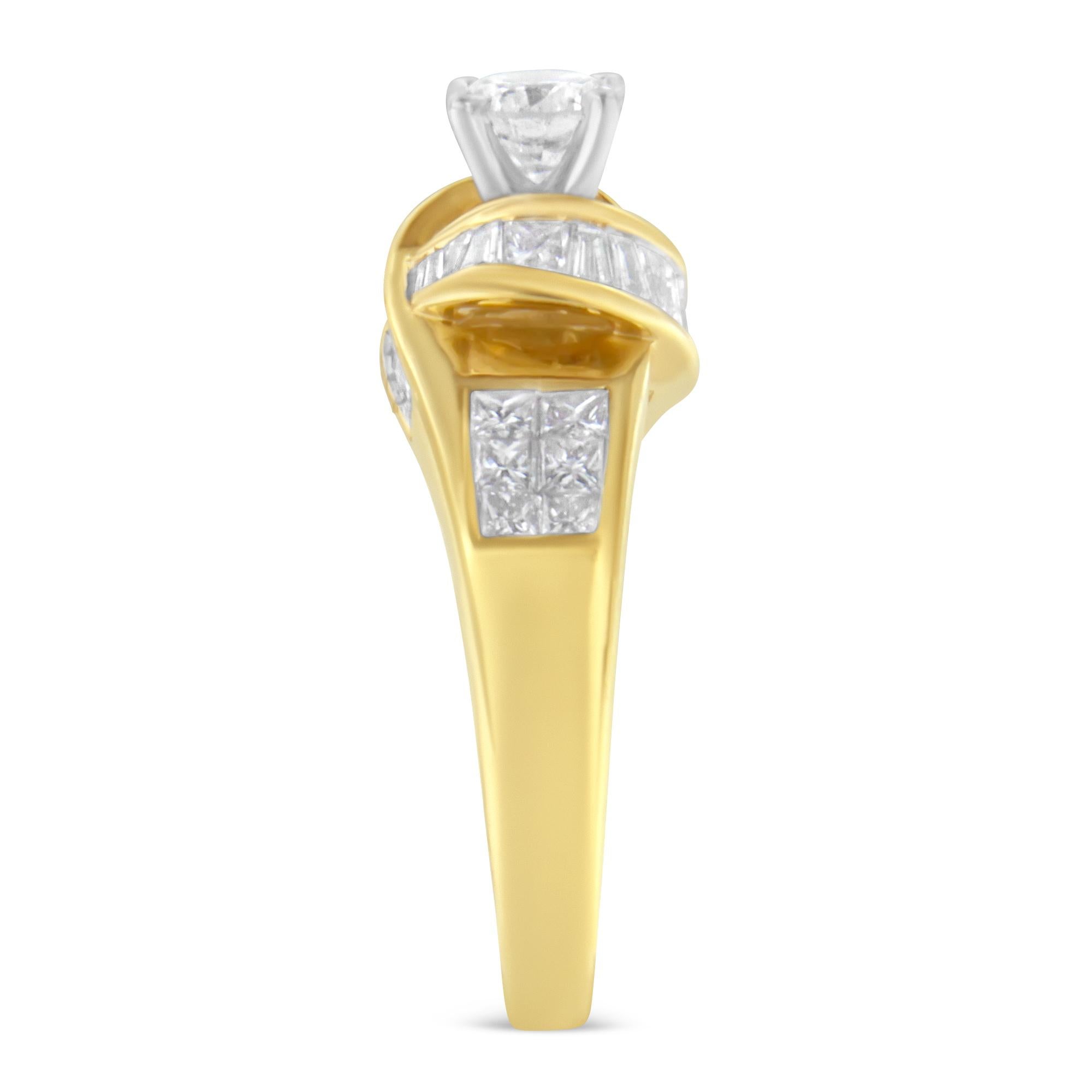 For Sale:  14K Two-Toned Gold 1 1/8 Carat Diamond Cocktail Ring 6