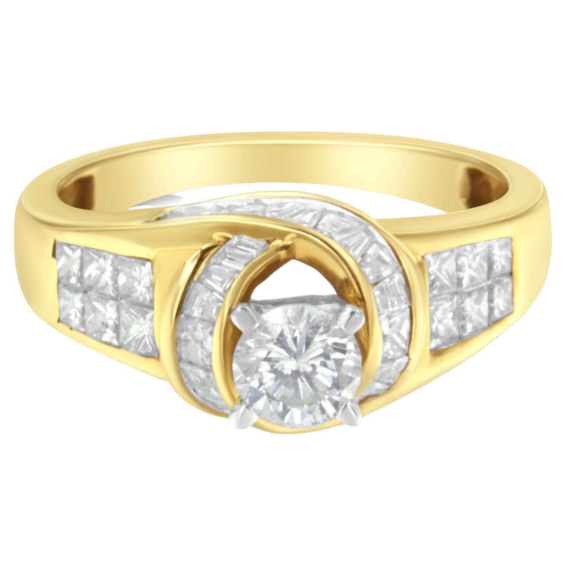 14K Two-Toned Gold 1 1/8 Carat Diamond Cocktail Ring