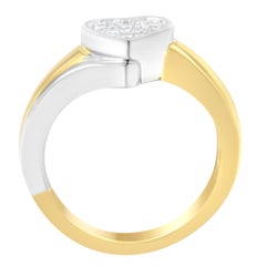 14K zweifarbiges Gold 1/4 Karat Gesamtkaratgewicht Prinzessinnenschliff Diamant Herz Verlobungsring
