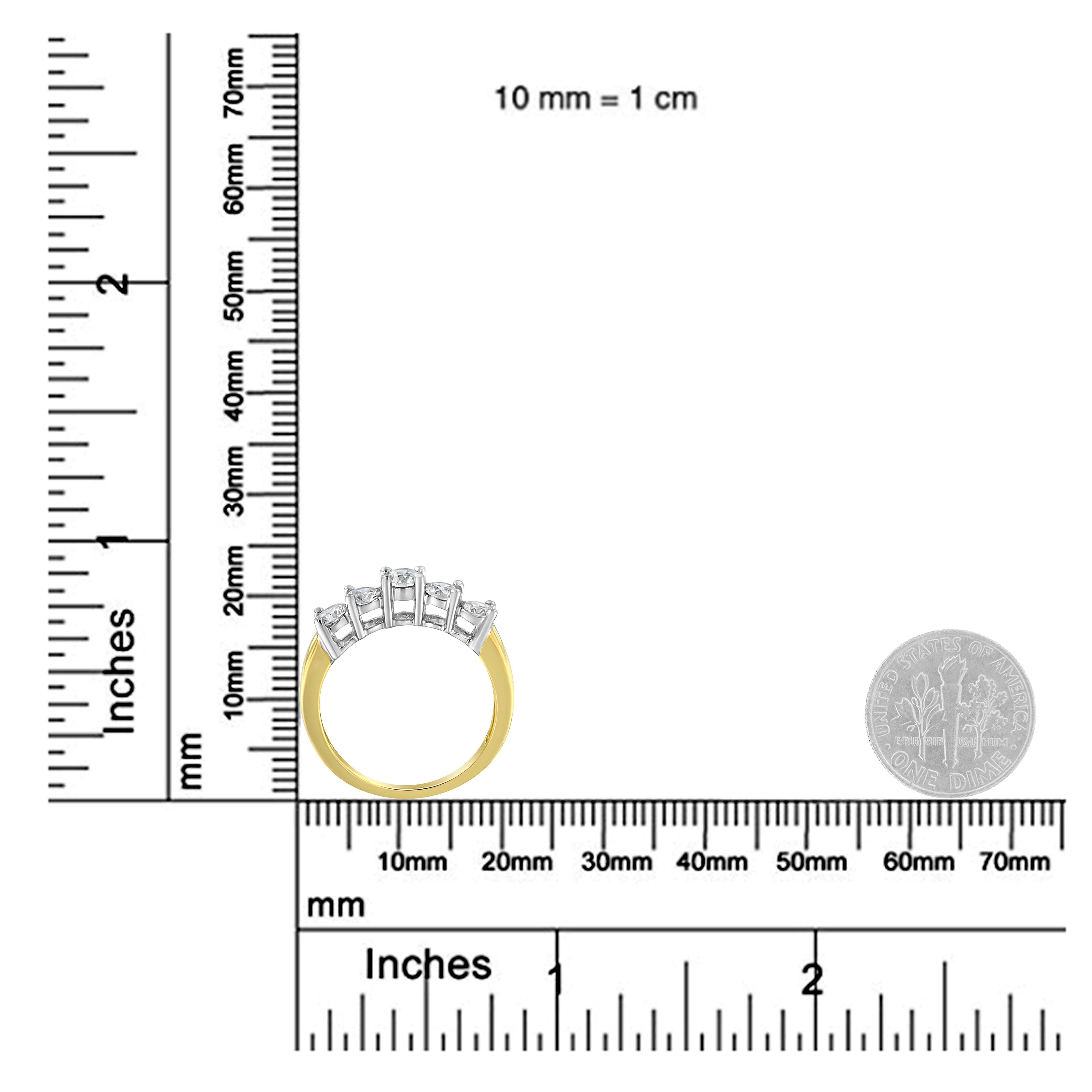 14K Two Toned Gold 1.0 Carat 5 Stone Diamond Ring For Sale 1