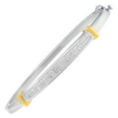 14 Karat zweifarbiges Gold 1,0 Karat Diamant Fashion Armreif mit Kanalfassung