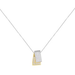 14K Two-Toned Gold 1.0 Carat Diamond Box Pendant Necklace