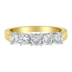 14K Two Toned Gold 1.00 Carat 5 Stone Diamond Ring