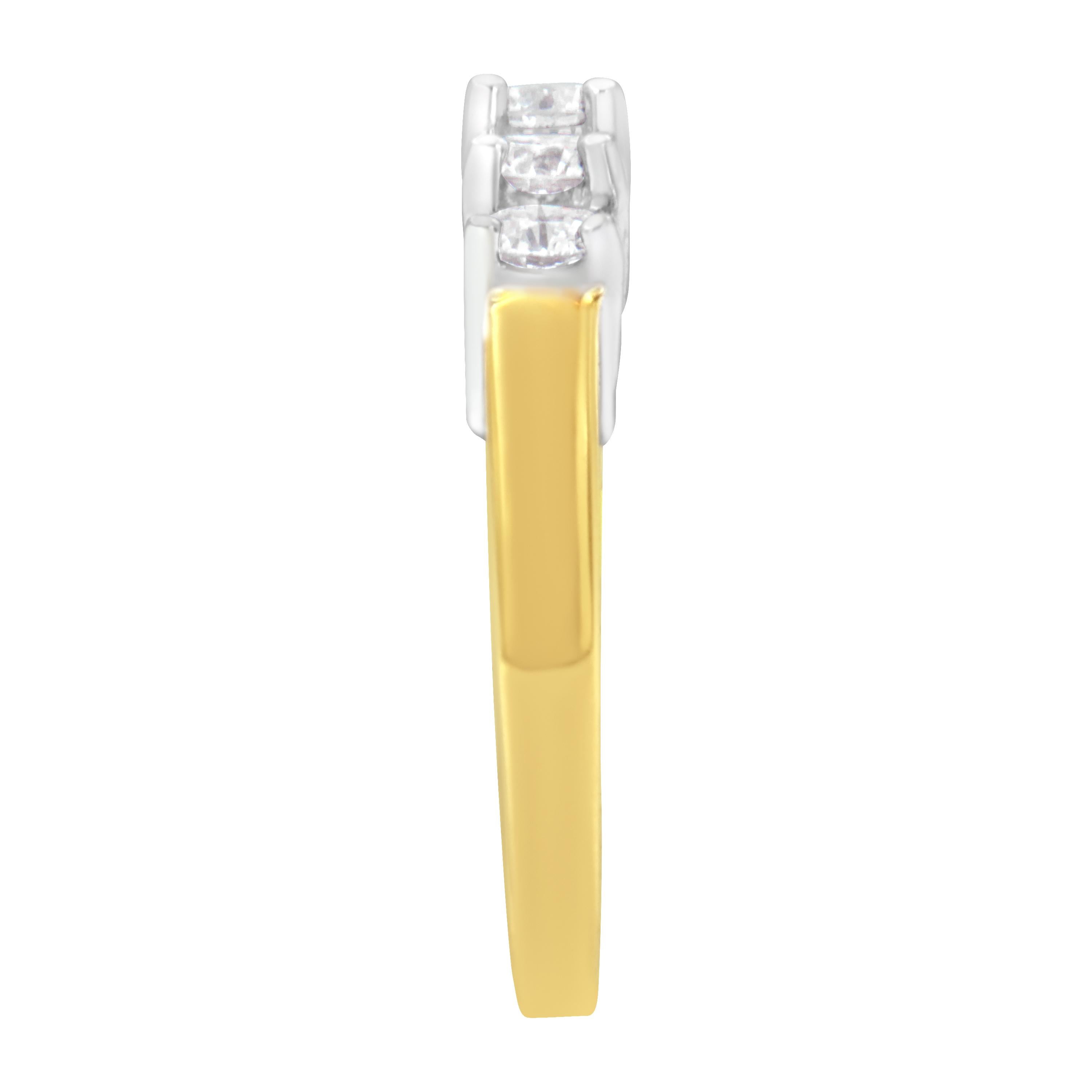 14K zweifarbiges Gold 1,00 Karat Diamantring mit 5 Steinen Damen im Angebot