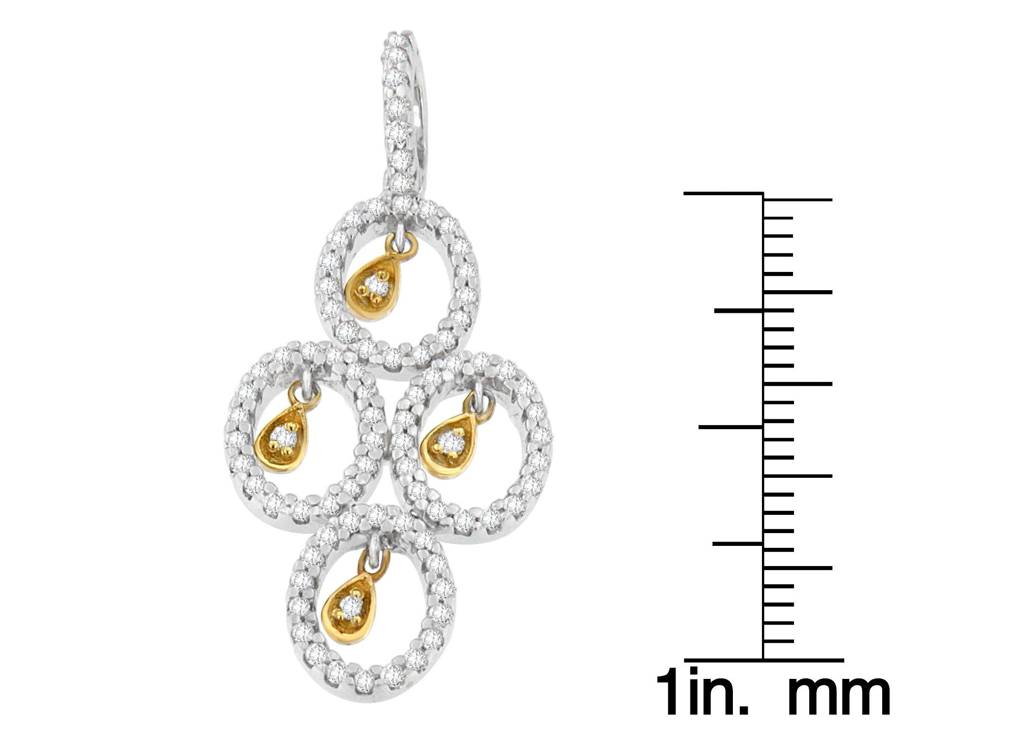 14K Two-Toned Gold 2/5 Carat Round Diamond Pendant Necklace 'H-I, I1-I2' In New Condition For Sale In New York, NY