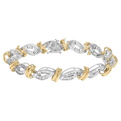 14K Two Toned Gold 2.00 Cttw Diamond Bypass and Swirl Link Bracelet