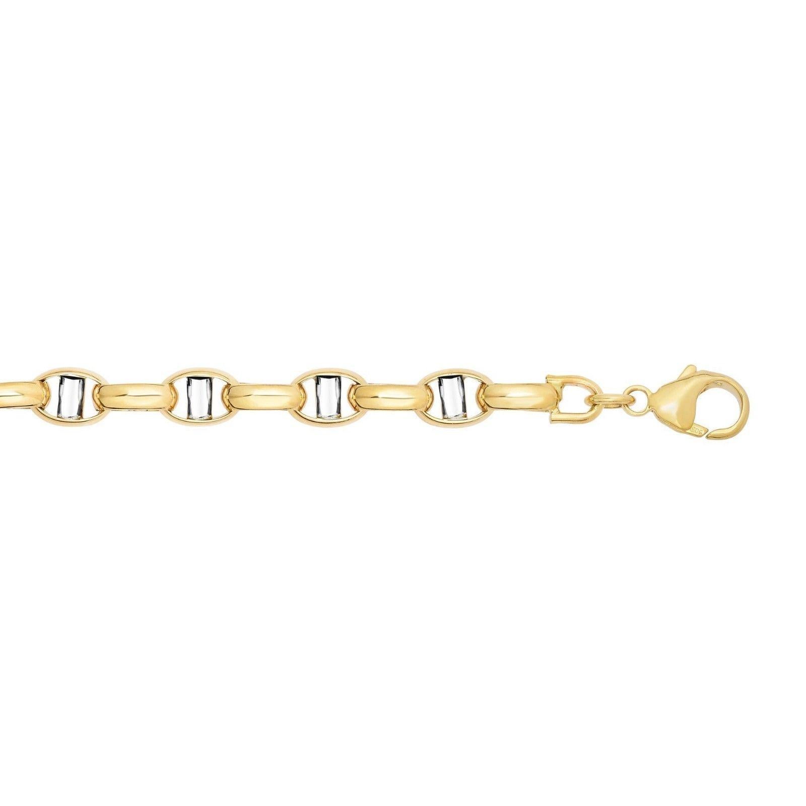 Women's or Men's 14 Karat Two-Toned Gold Link Bracelet For Sale