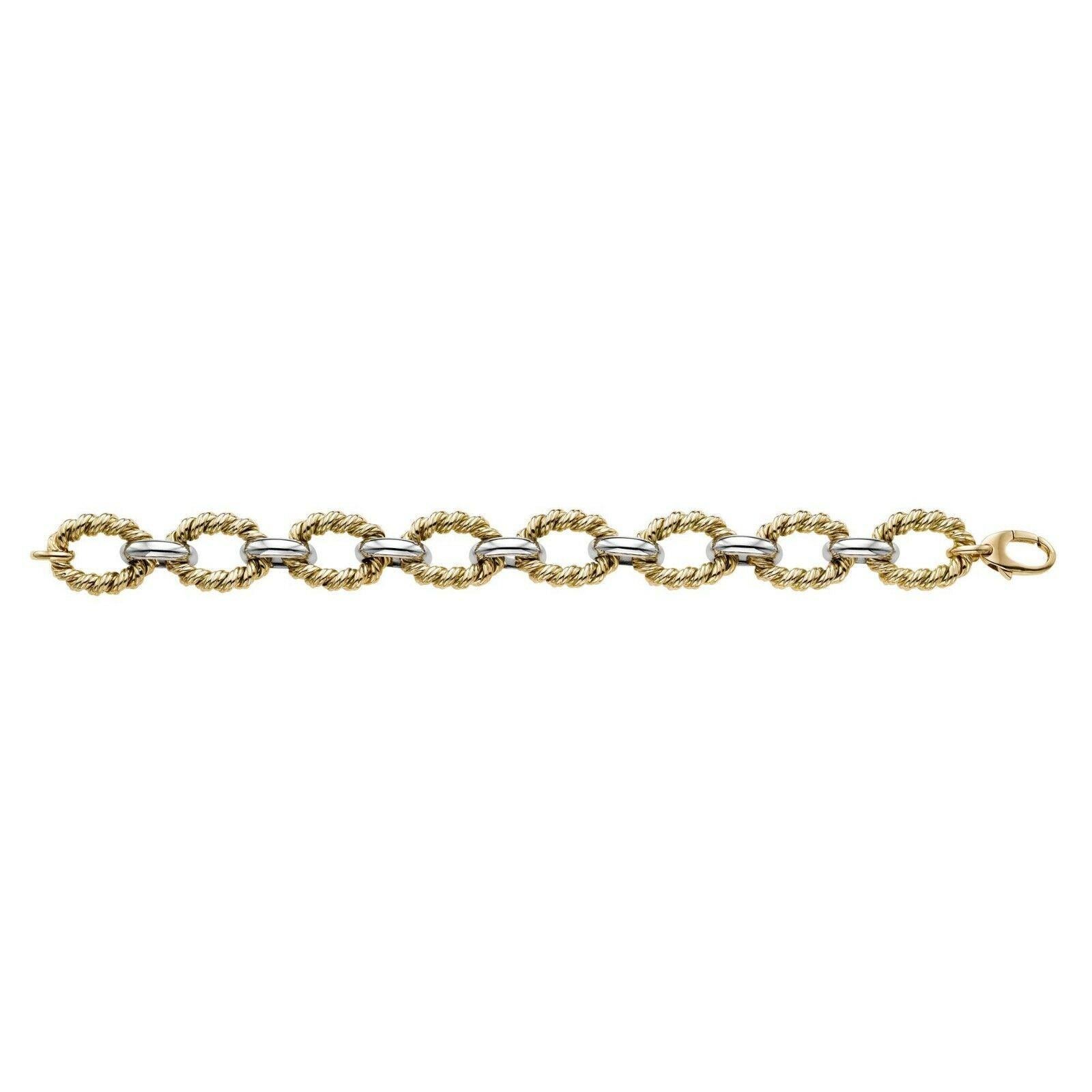 14 Karat Two-Toned Gold Link Bracelet In New Condition For Sale In New York, NY