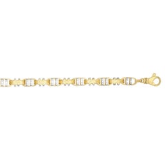 14 Karat Two-Toned Gold Ridged Double Bar Mariner Bracelet