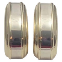 14K Two-Toned Gold Wide J-Hoop Earrings #25184