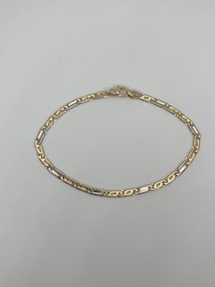 14K Two Toned Men's Fancy Link Bracelet