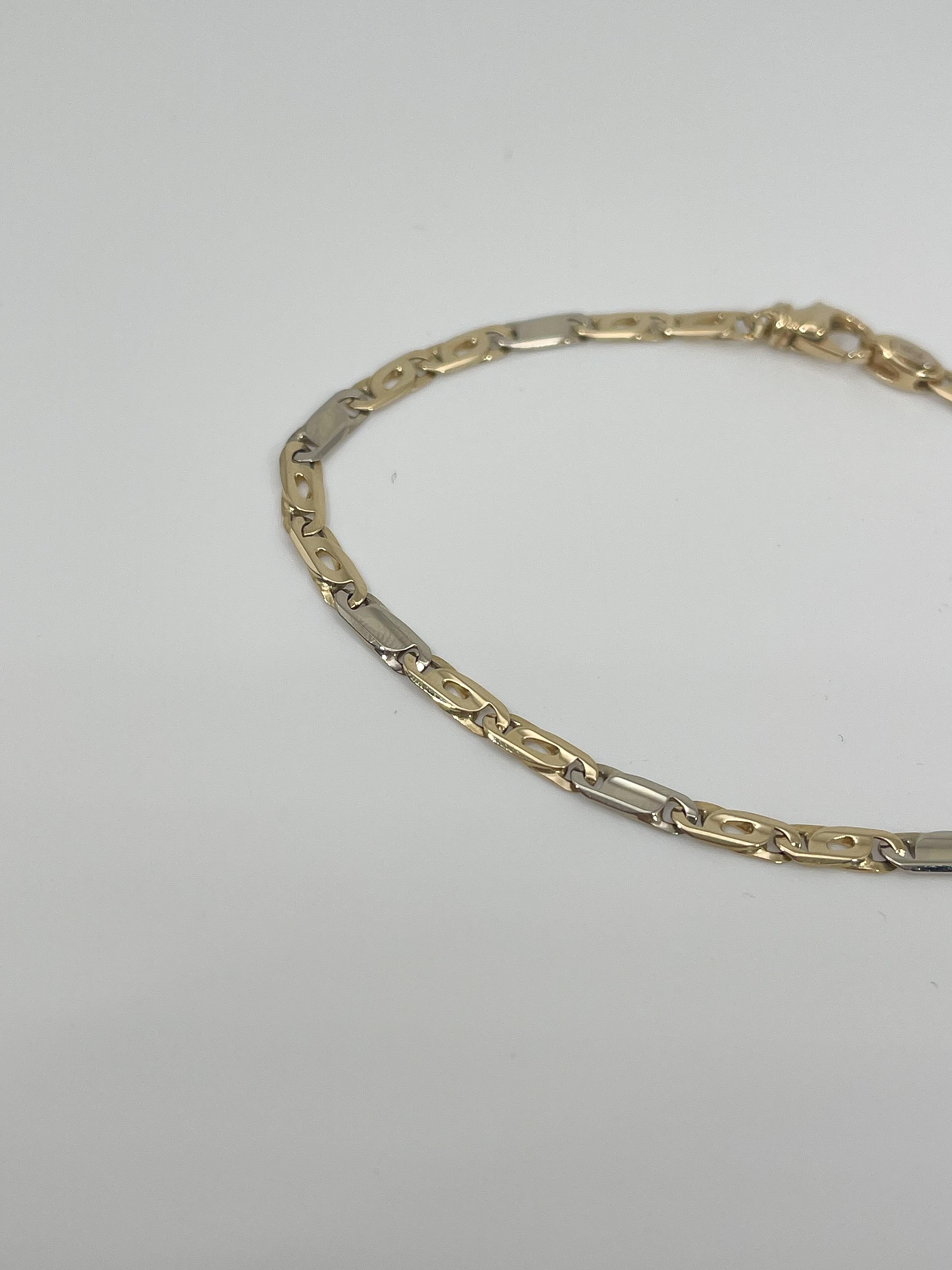 14K Two Toned Men's Fancy Link Bracelet In Excellent Condition For Sale In Stuart, FL