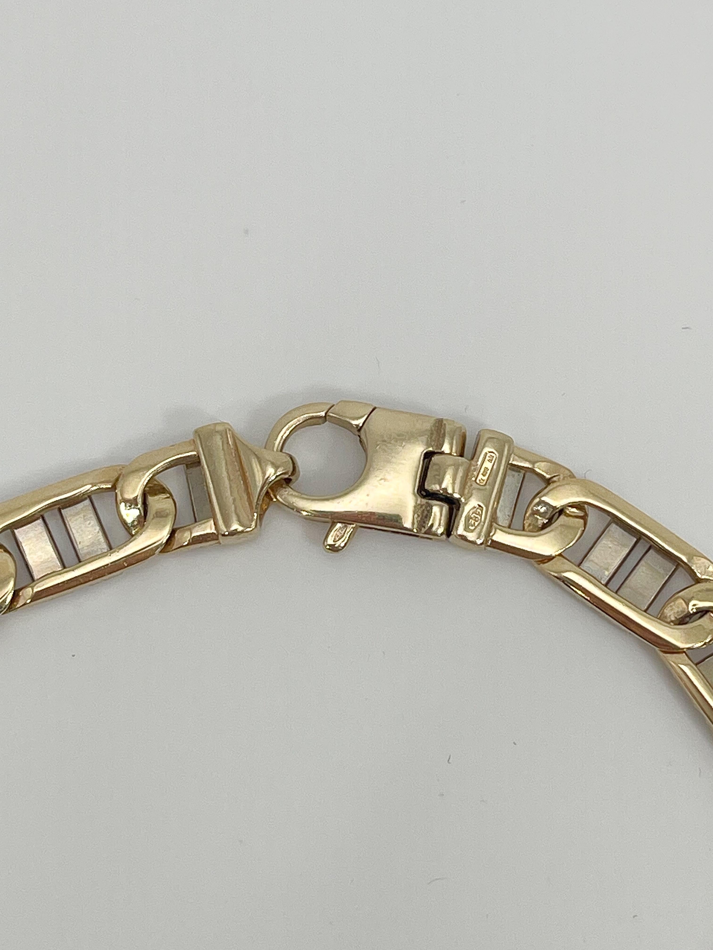 14K Two Toned Men's Fancy Link Bracelet  In Excellent Condition For Sale In Stuart, FL