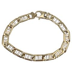 14K Two Toned Men's Fancy Link Bracelet