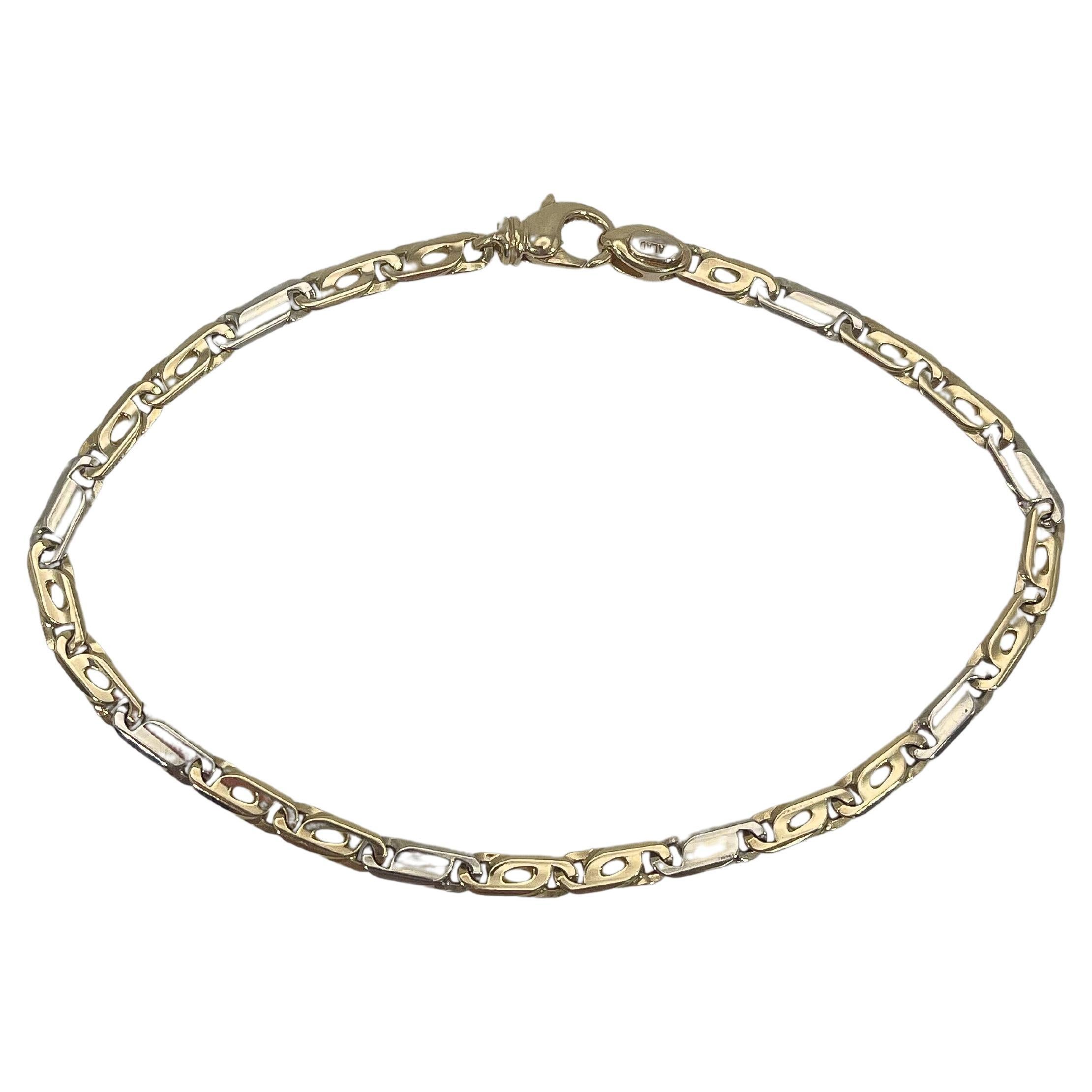 Pulsera de eslabones de fantasía para hombre en dos tonos de 14 quilates
