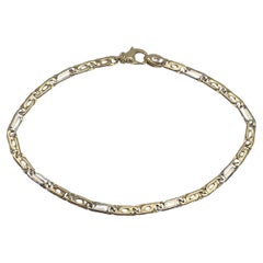 Pulsera de eslabones de fantasía para hombre en dos tonos de 14 quilates