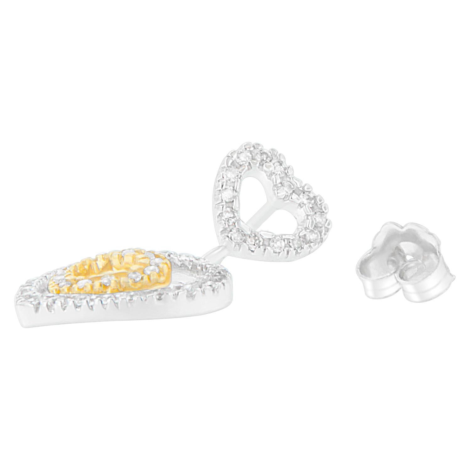 14K zweifarbige 1/2 Karat Diamant-Ohrringe mit Rundschliff im Rundschliff (Zeitgenössisch) im Angebot