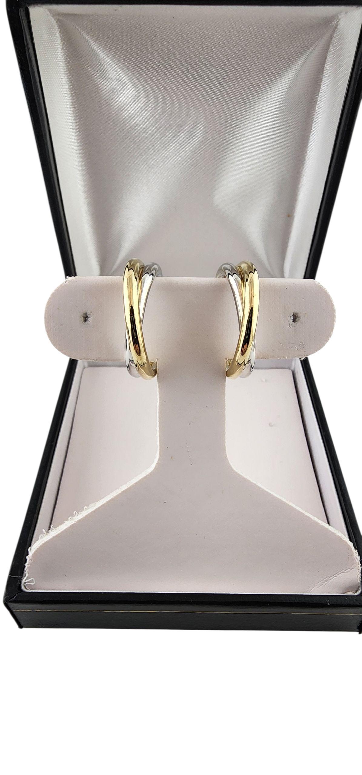 14k Créoles en or blanc et jaune torsadé #23065 Pour femmes en vente