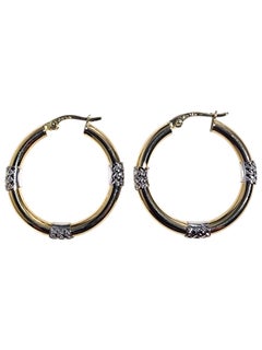 Pendientes de aro de oro amarillo y blanco de 14K en dos tonos #25562