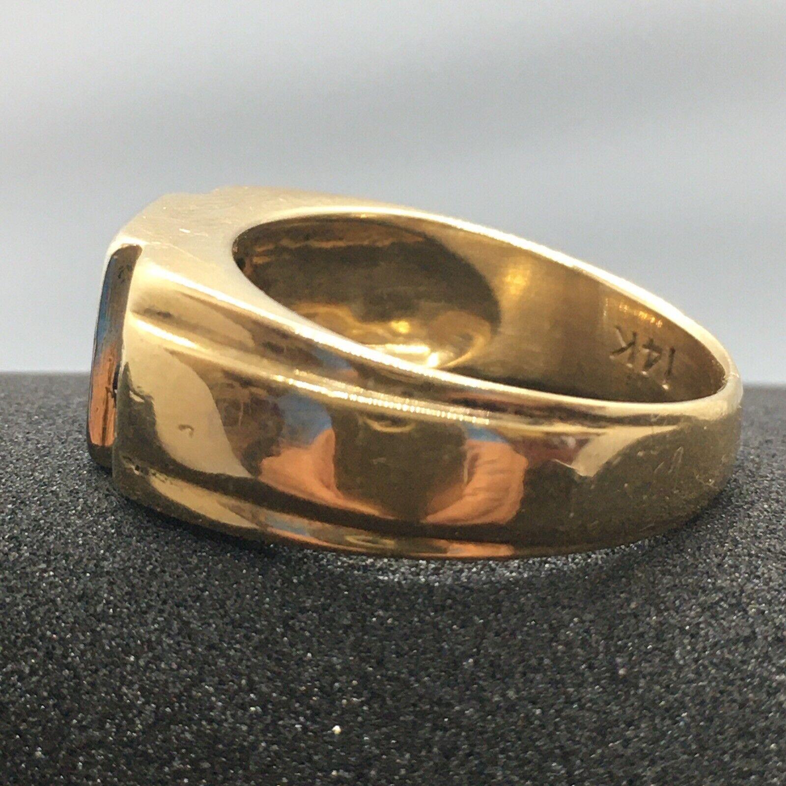 14K Unisex Two Tone Gold Old European Cut Diamond Sapphire Ring Art Deco 1920s In Good Condition For Sale In Santa Monica, CA
