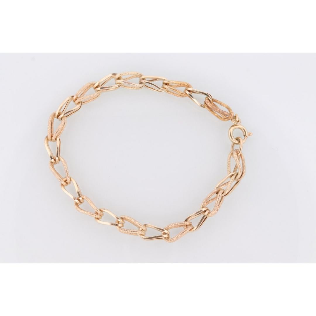 De las mujeres PULSERA DE CADENA DE ESLABONES CON TEXTURA DE 14K UNOAeRRE. Pulsera italiana LOOP de 14k 6,9 g 8 pulg. en venta