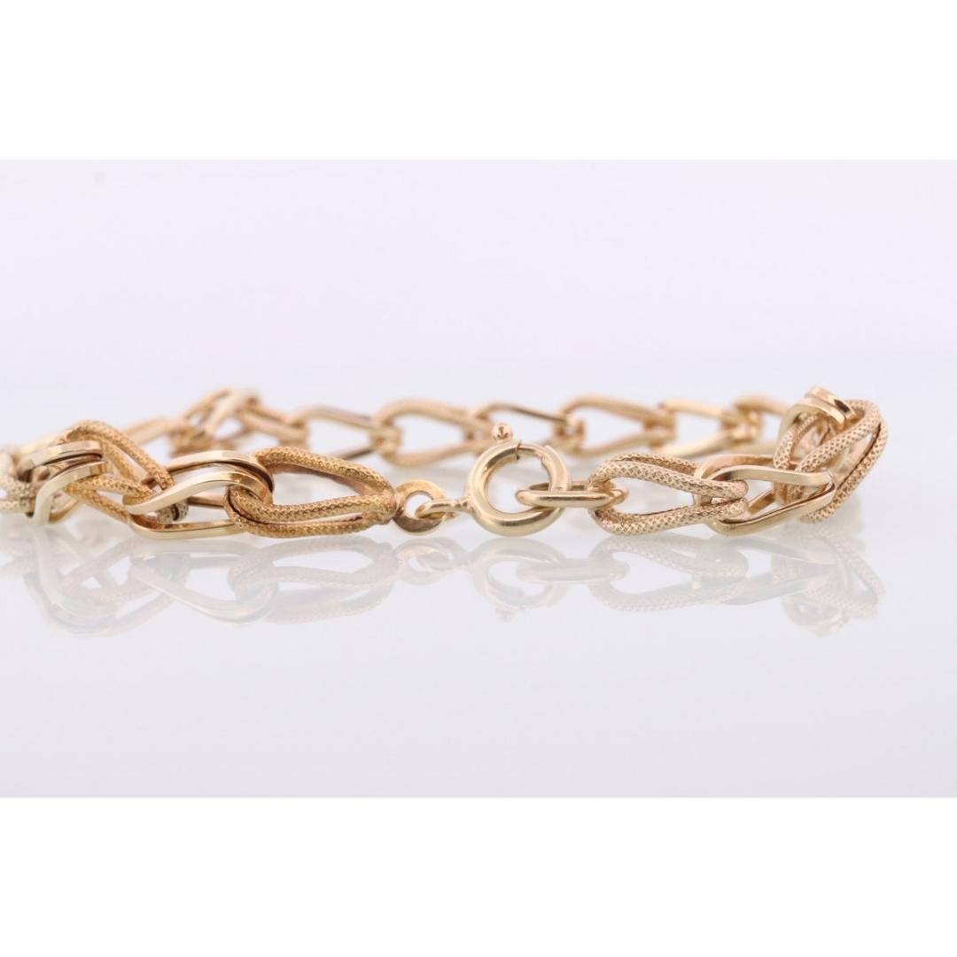 PULSERA DE CADENA DE ESLABONES CON TEXTURA DE 14K UNOAeRRE. Pulsera italiana LOOP de 14k 6,9 g 8 pulg. en venta 1