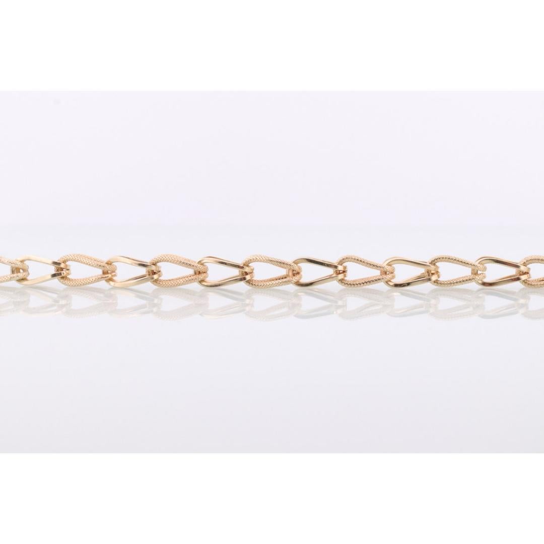 PULSERA DE CADENA DE ESLABONES CON TEXTURA DE 14K UNOAeRRE. Pulsera italiana LOOP de 14k 6,9 g 8 pulg. en venta 4