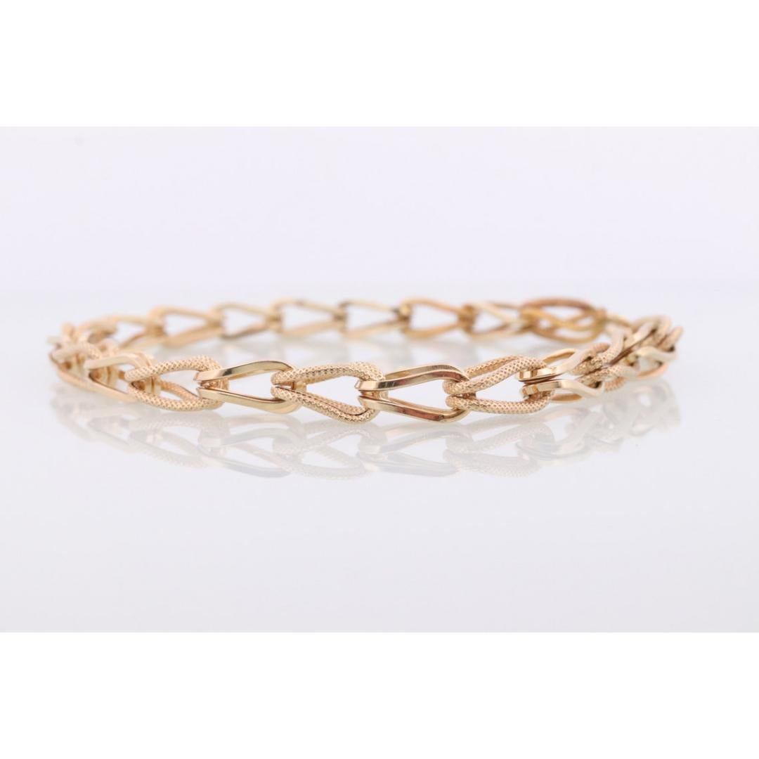 PULSERA DE CADENA DE ESLABONES CON TEXTURA DE 14K UNOAeRRE. Pulsera italiana LOOP de 14k 6,9 g 8 pulg. en venta 5