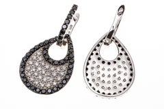 14k Versatile Black and White Pave Diamond Tapered Pendant Earrings, 2.92 TCW