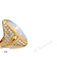 14k Vibrant 10.88 Crt Opal 4.08 Crt Diamond Engagement Statement Cocktail Ring