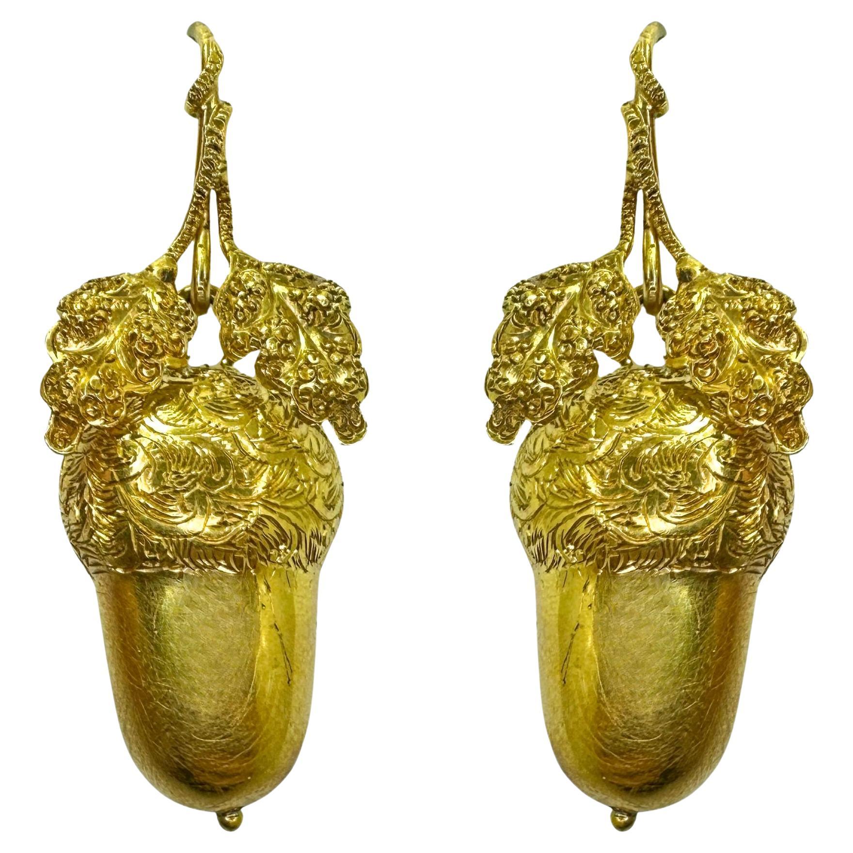 14k Victorian Acorn Earrings