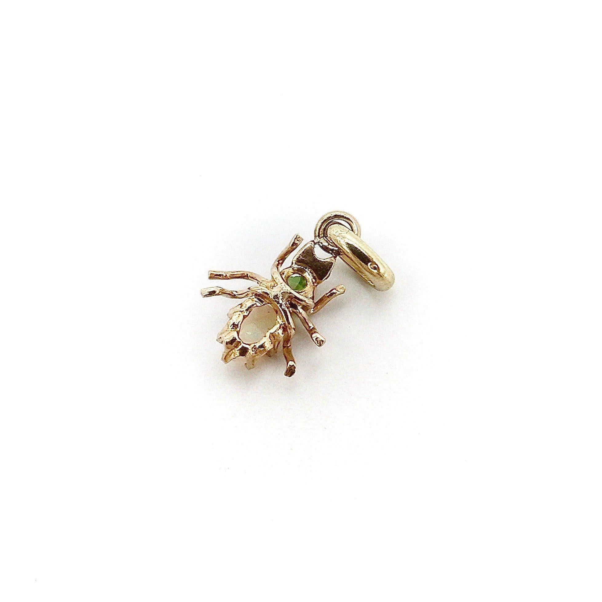 Women's or Men's 14k Victorian Ant Charm-Pendant with Opal & Peridot