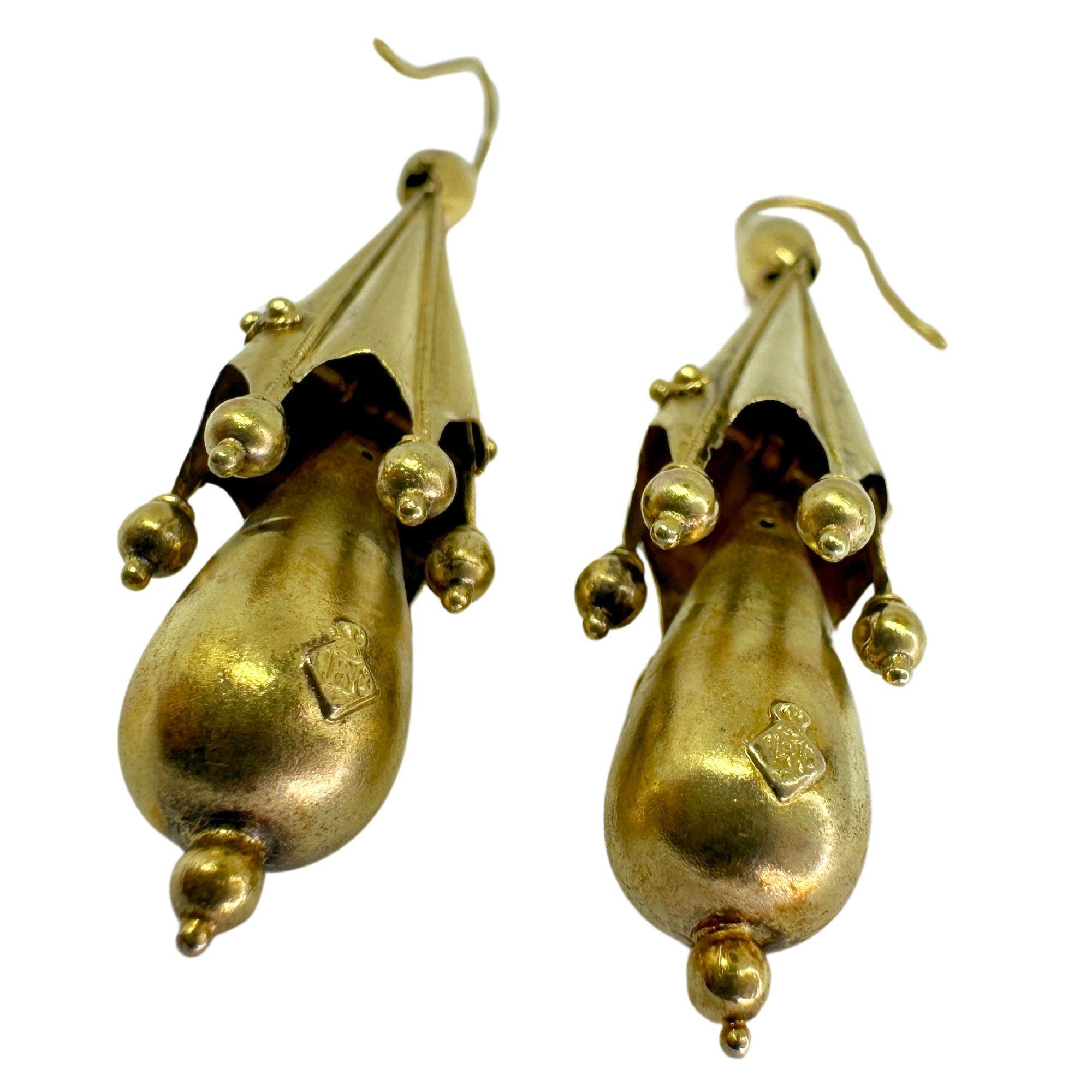 Women's 14k Victorian Drop Earrings For Sale