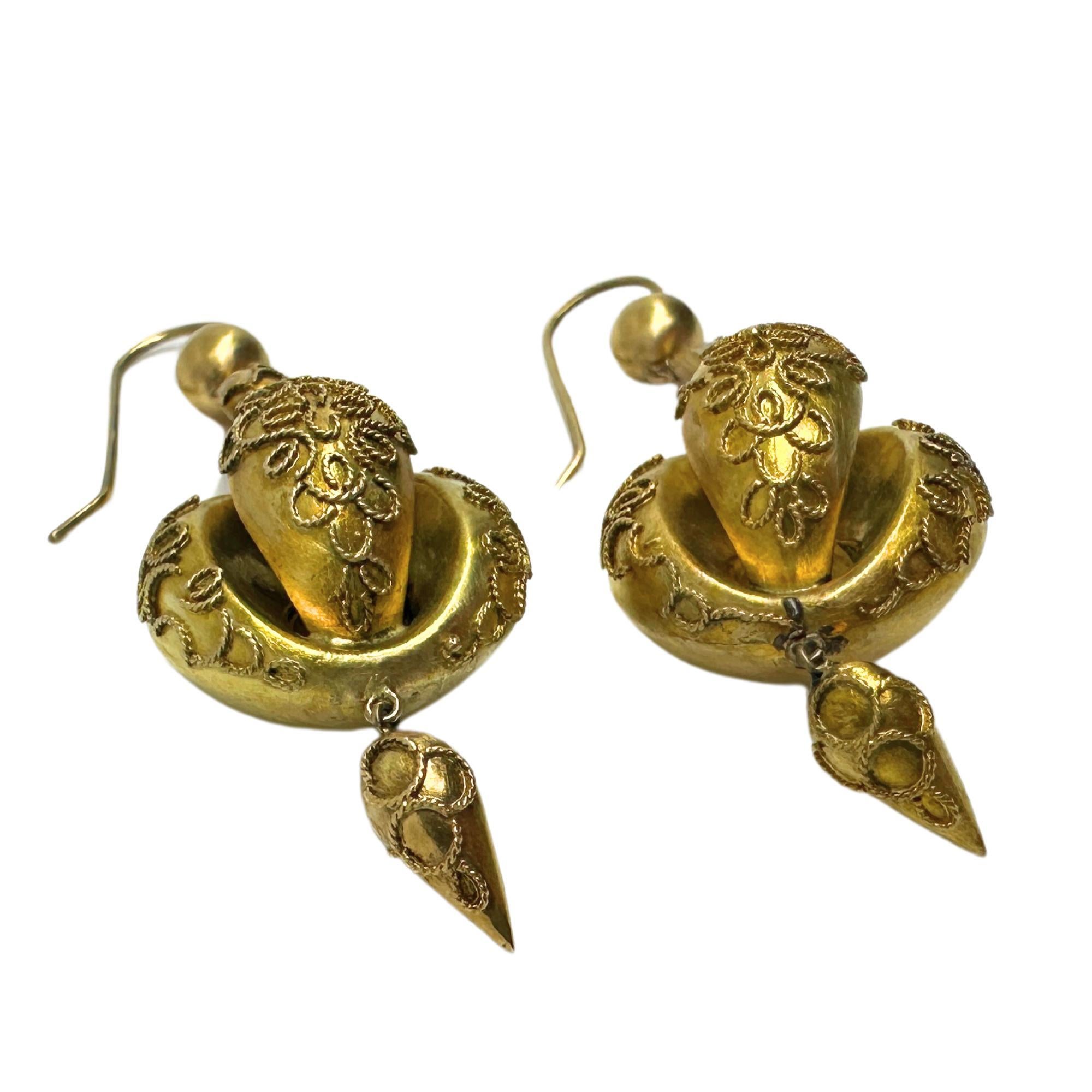 14k Victorian Drop Earrings For Sale 1