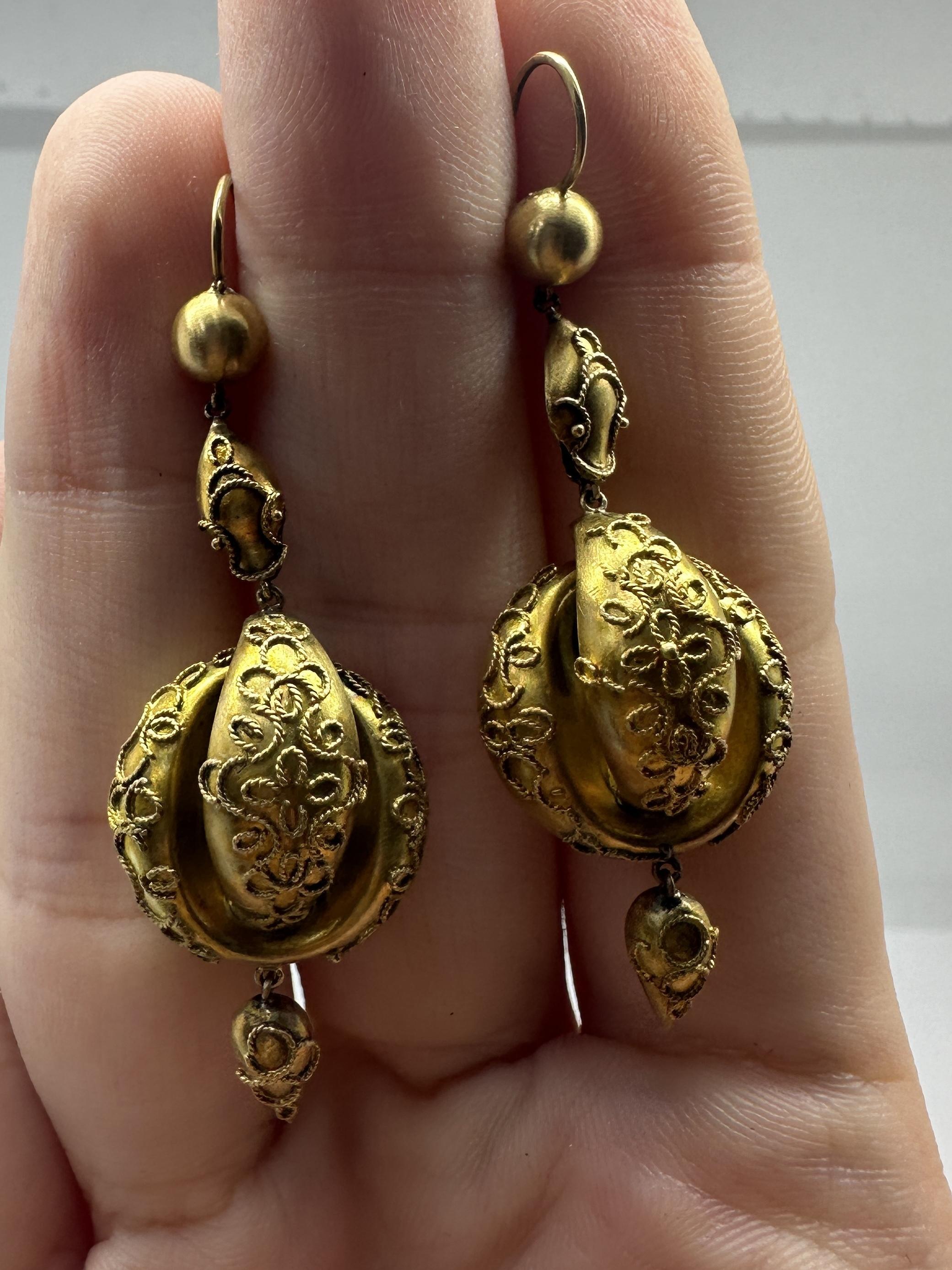 14k Victorian Drop Earrings For Sale 2
