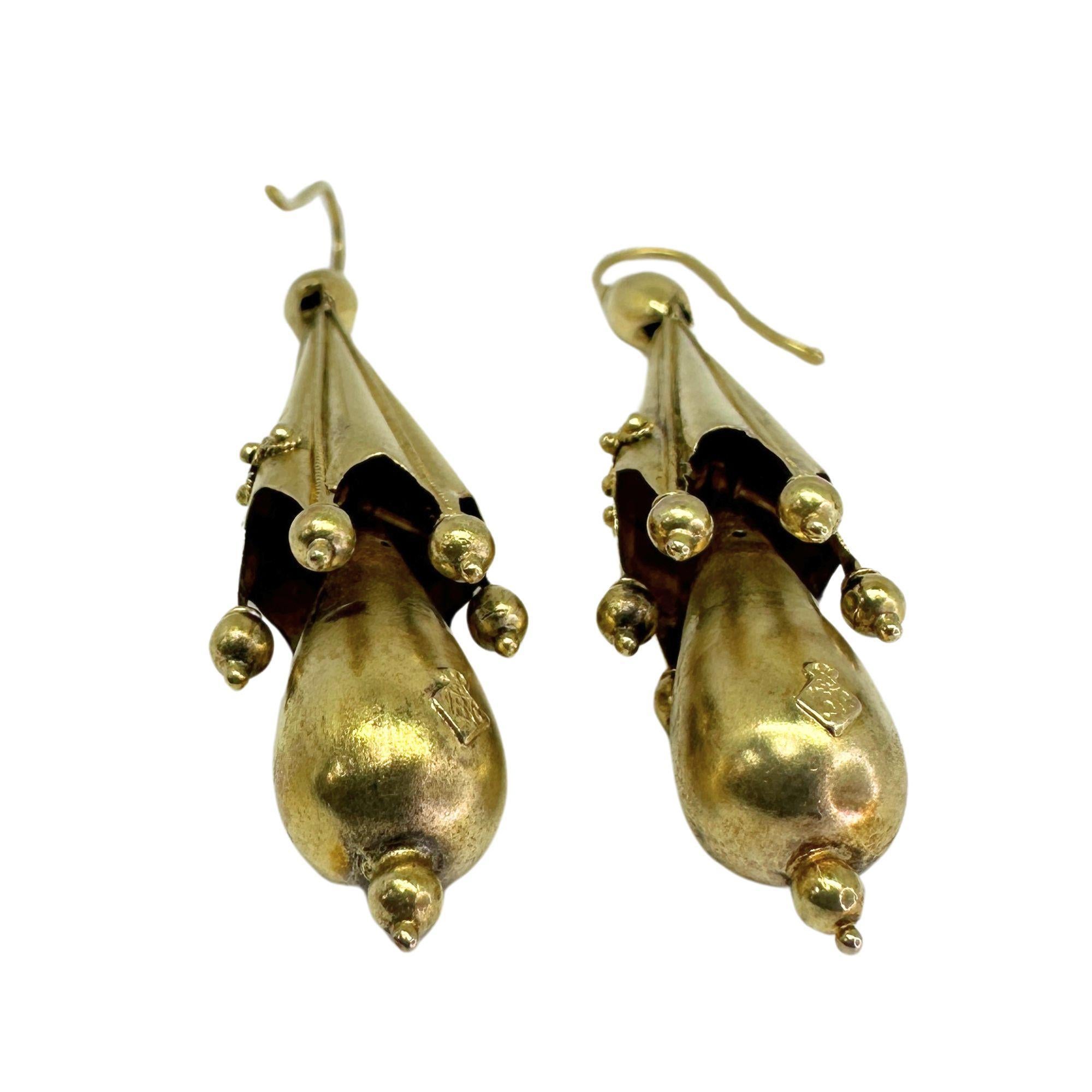 14k Victorian Drop Earrings For Sale 2
