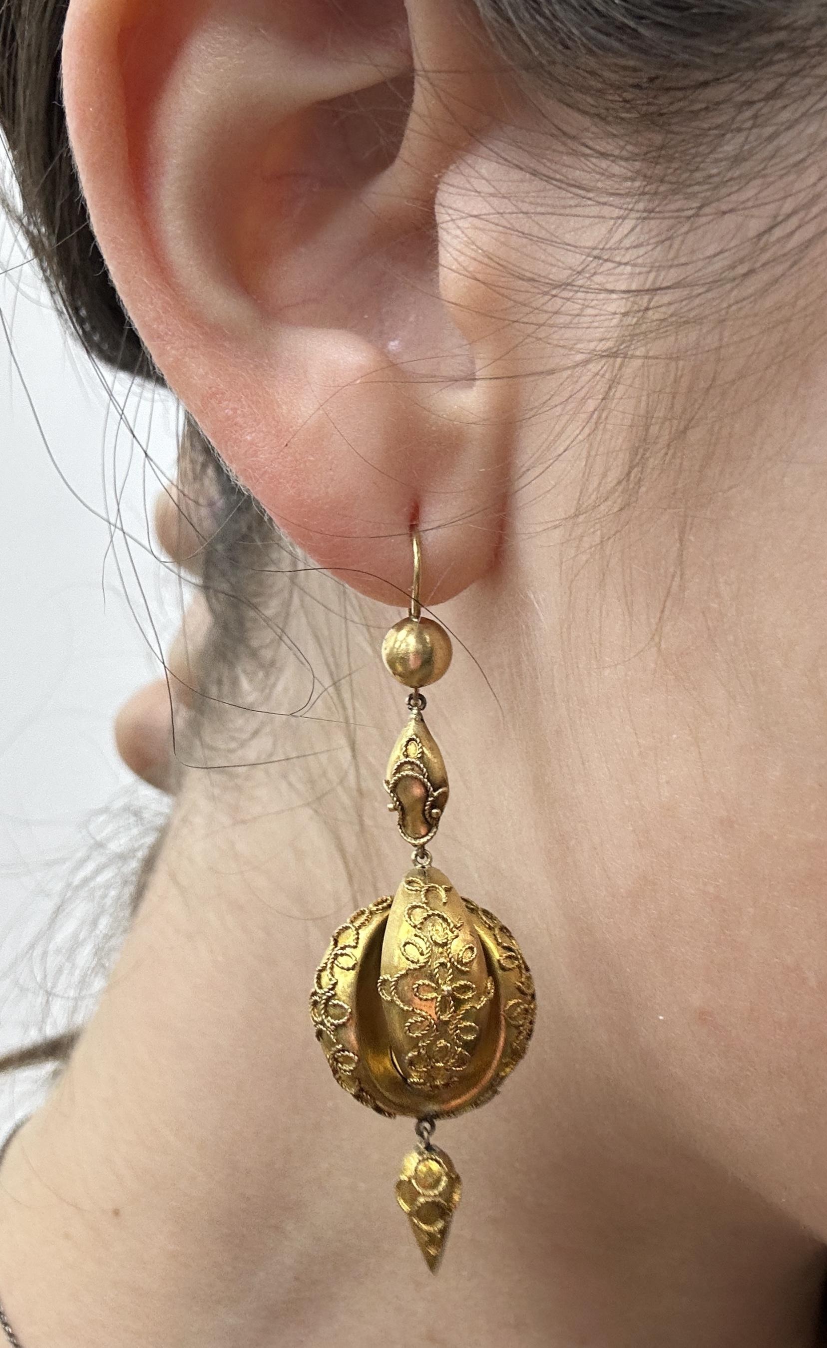 14k Victorian Drop Earrings For Sale 3