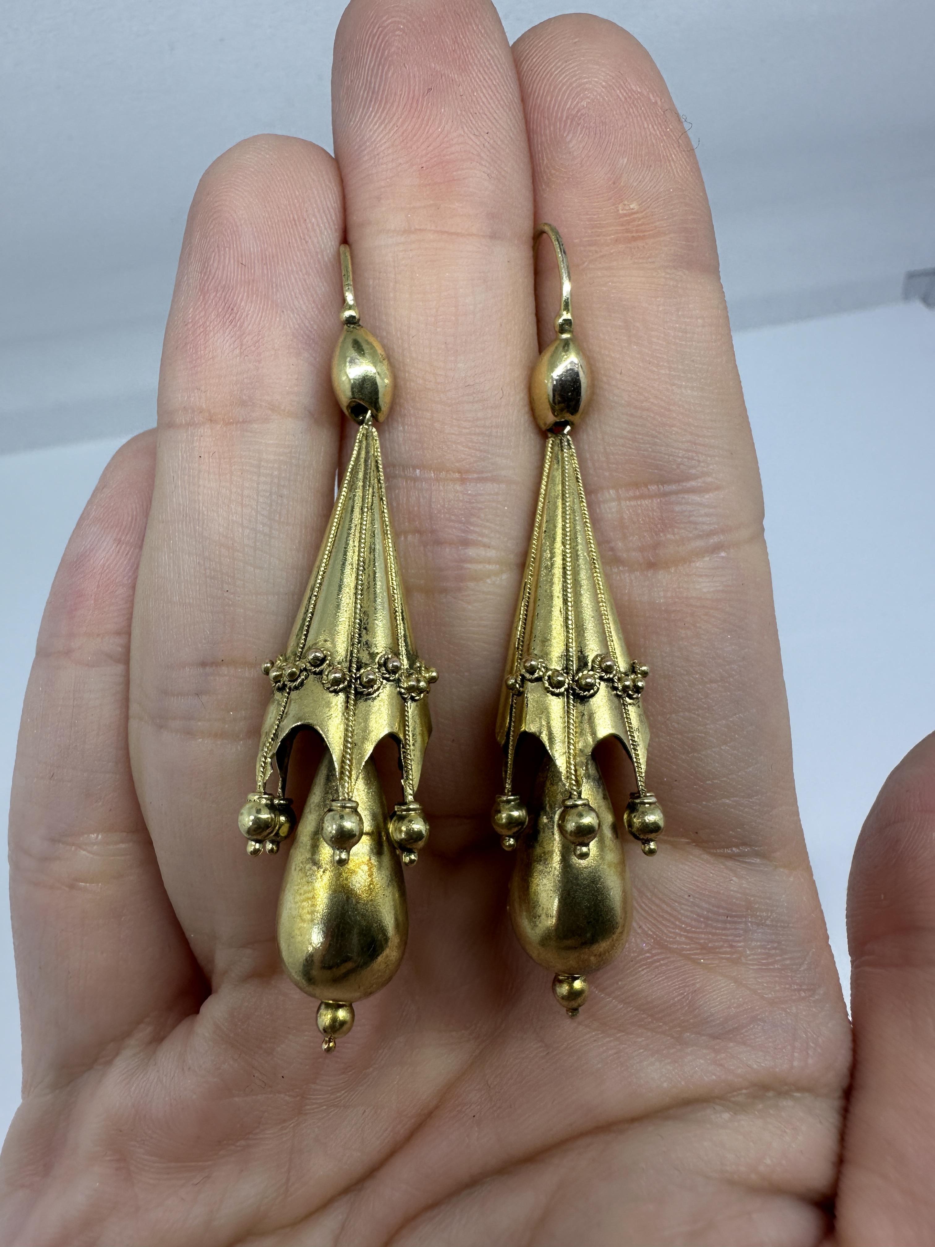 14k Victorian Drop Earrings For Sale 3