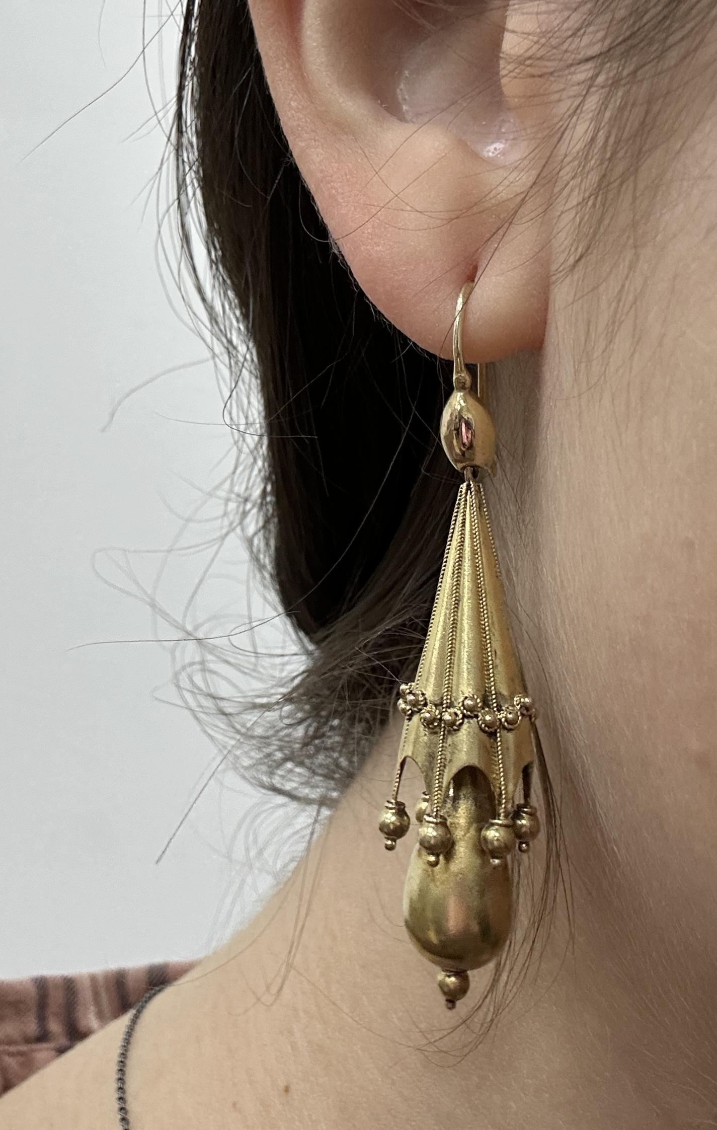 14k Victorian Drop Earrings For Sale 4