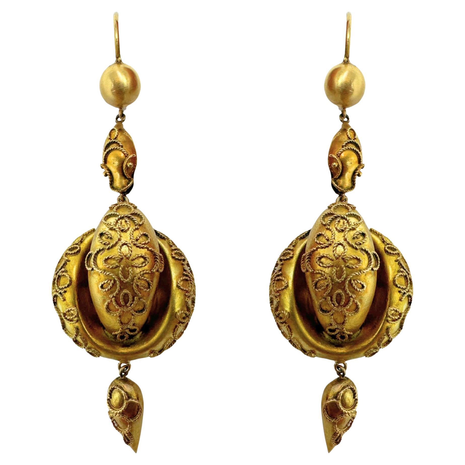 14k Victorian Drop Earrings