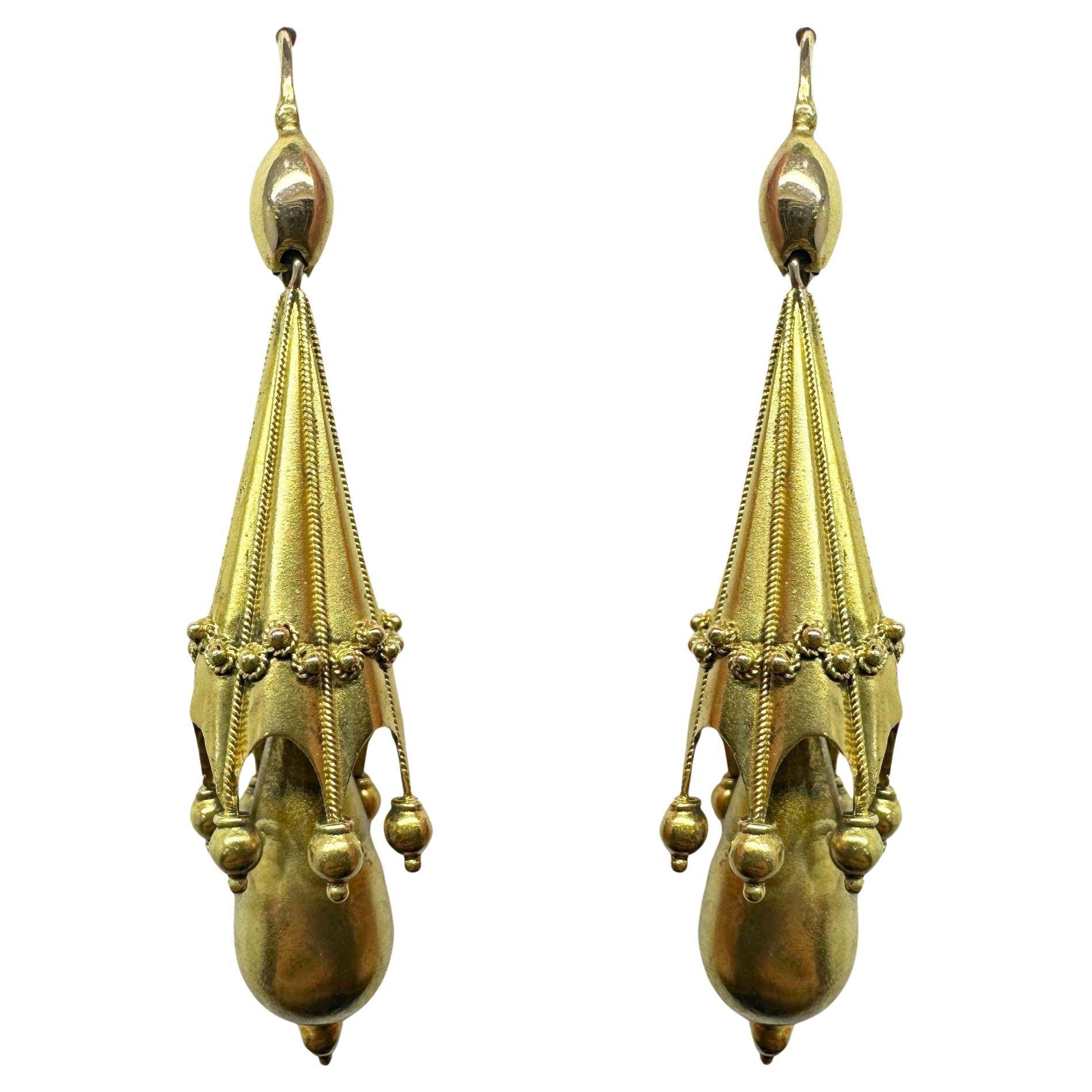 14k Victorian Drop Earrings