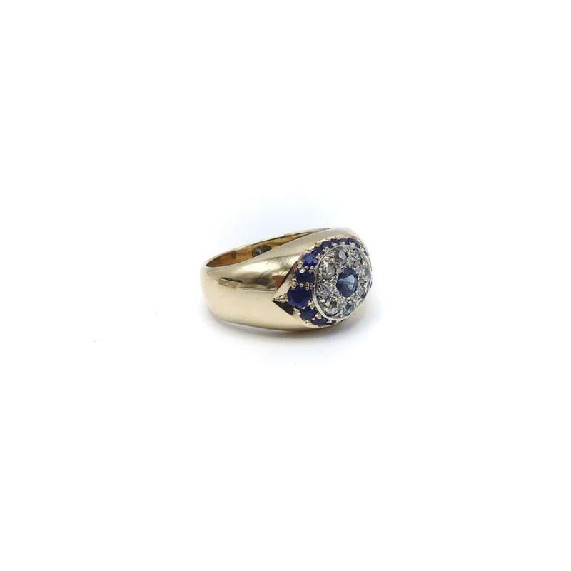 Victorien Bague signature œil maléfique de l'ère victorienne 14 carats avec diamants et saphirs en vente