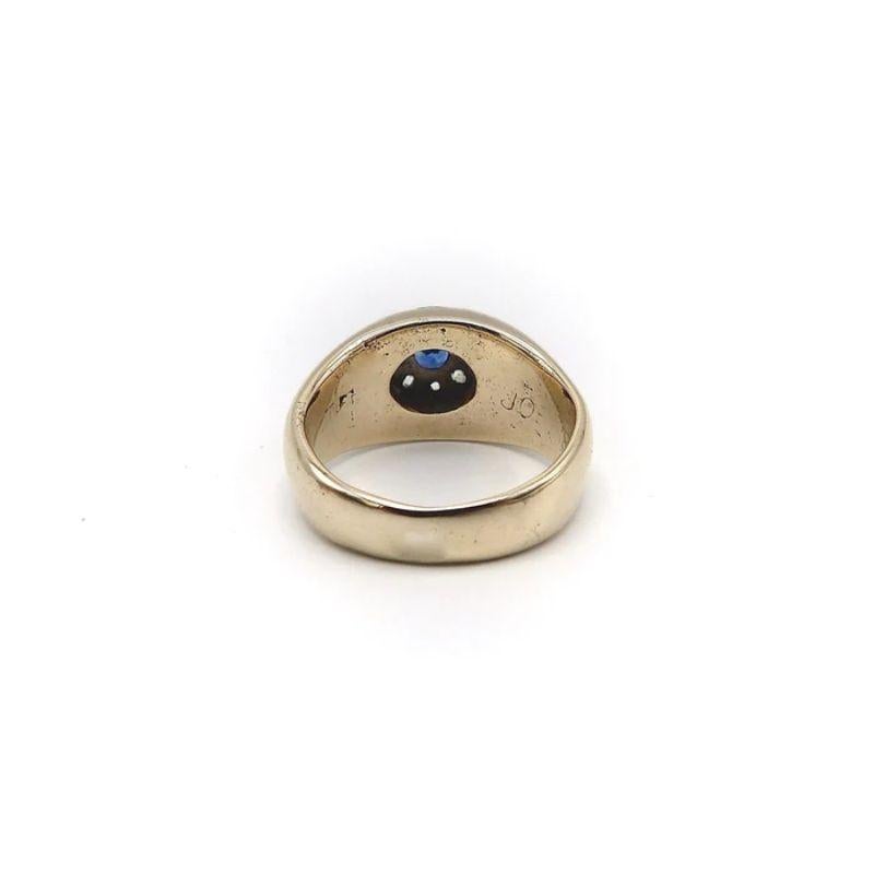 14K Victorian Era Signature Evil Eye Ring with Diamonds & Sapphires In Good Condition For Sale In Venice, CA